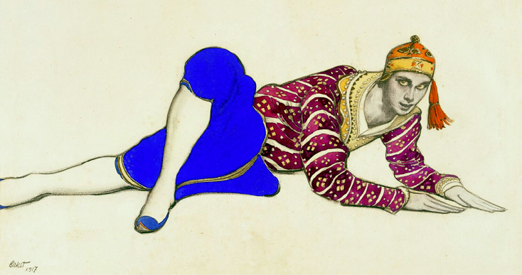 dessin de Lev Bakst pour les Ballets Russes, 1917